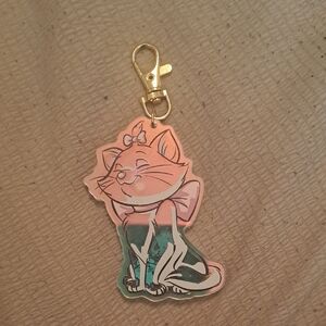 Disney Holographic Cat Keychain with Gold Clip